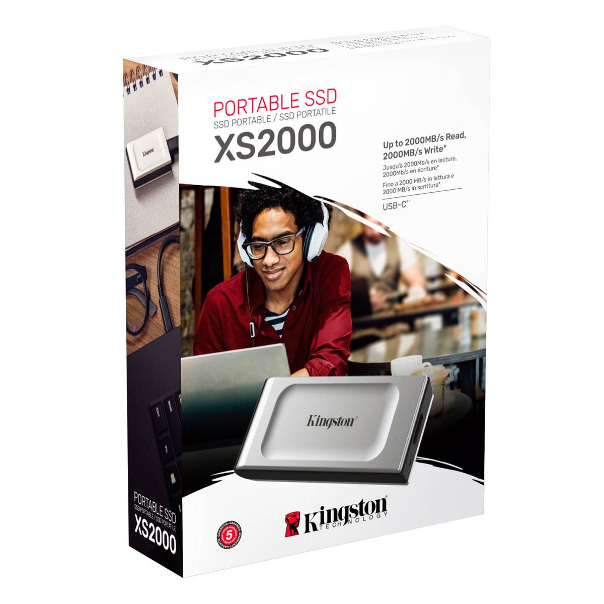 SSD Externo Kingston XS2000 500GB USB 3.2 Gen2 Cinza