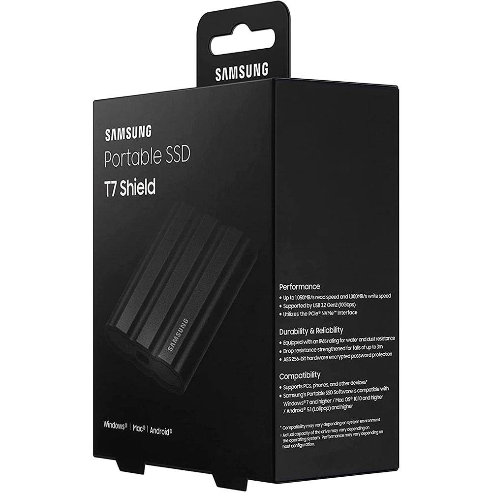SSD Externo Samsung T7 Shield 1TB USB 3.2 Gen 2 Type-C Preto