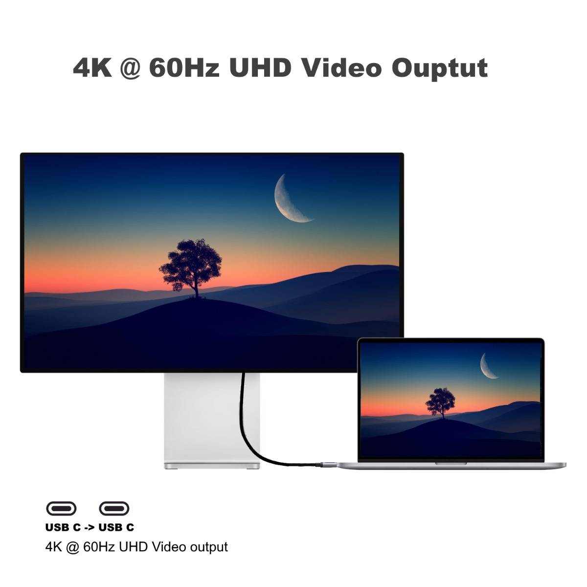 Cabo USB-C Ewent EC1045 PD60W 10Gbps 4K 1m Preto