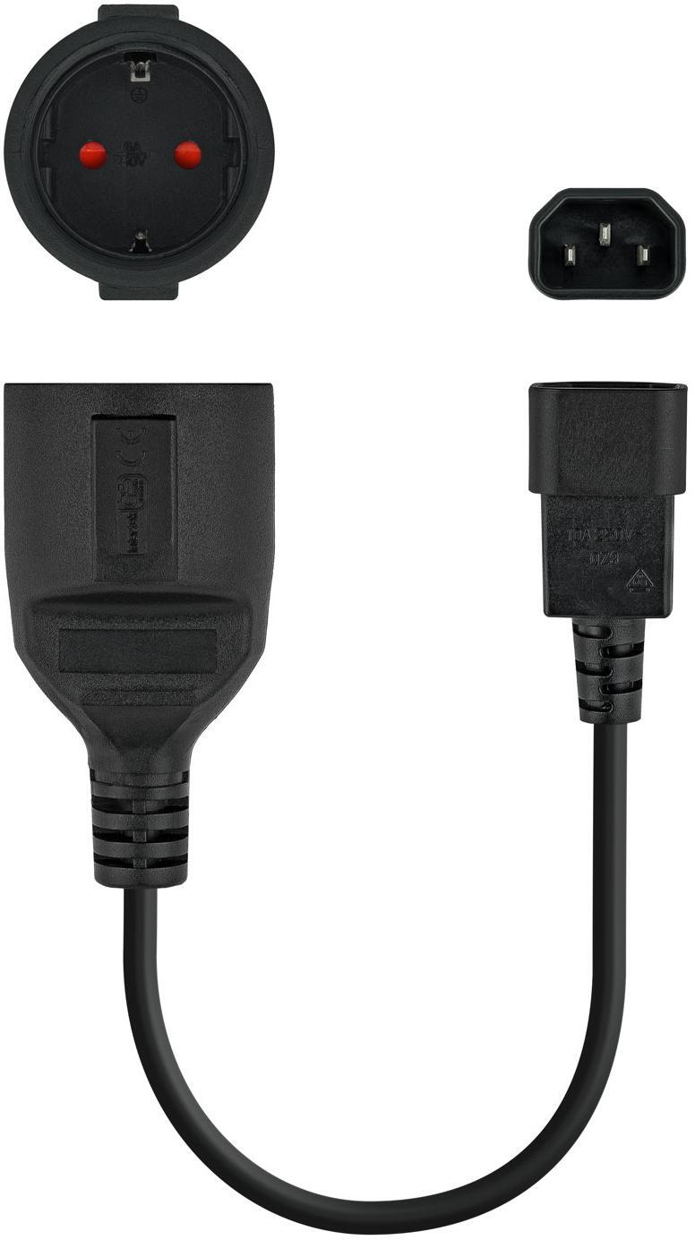 Cabo Adaptador de Alimentação Nanocable C14 p/ Schuko 0.5 M Preto