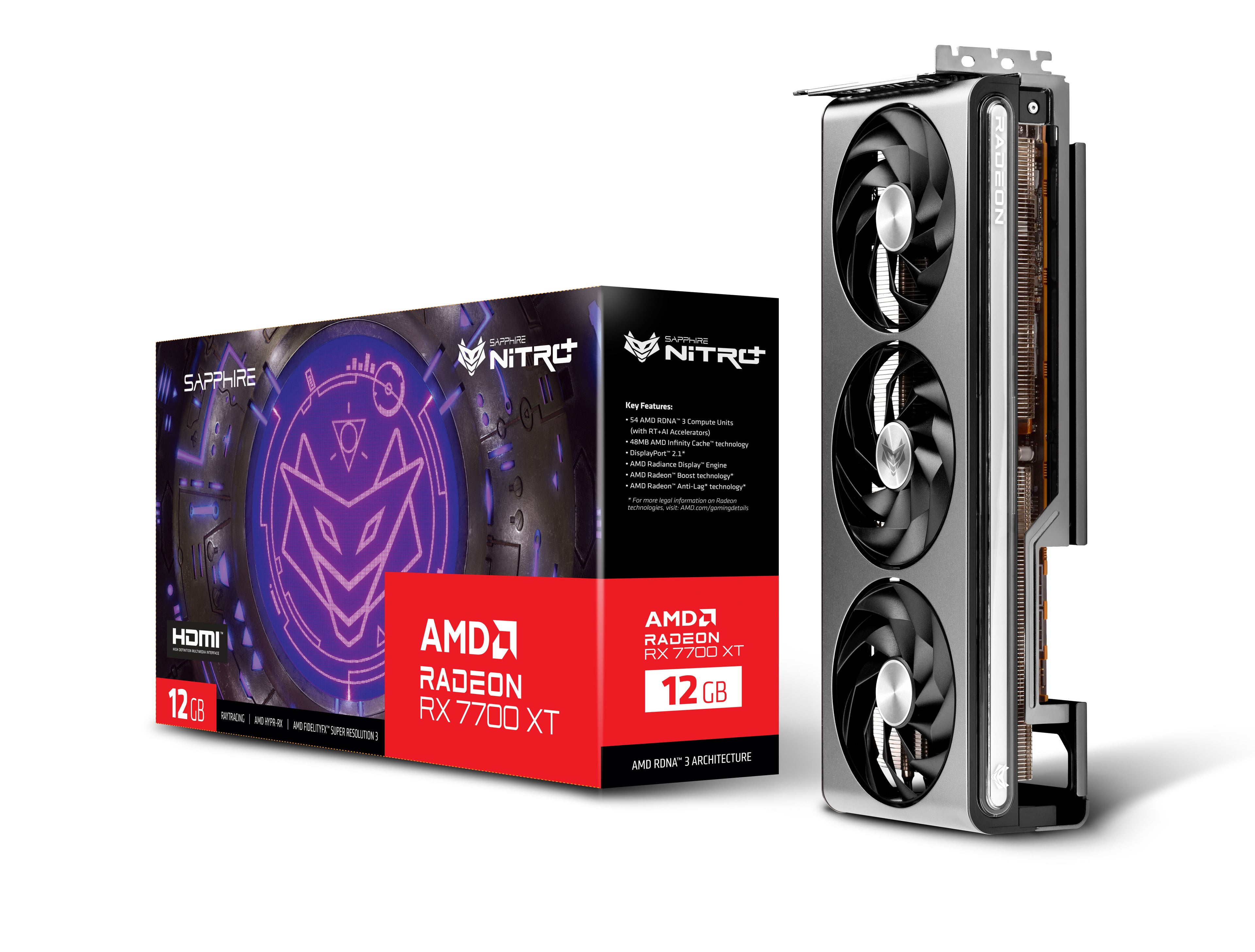 Placa Gráfica Sapphire Radeon RX 7700 XT Nitro+ OC 12GB GDDR6