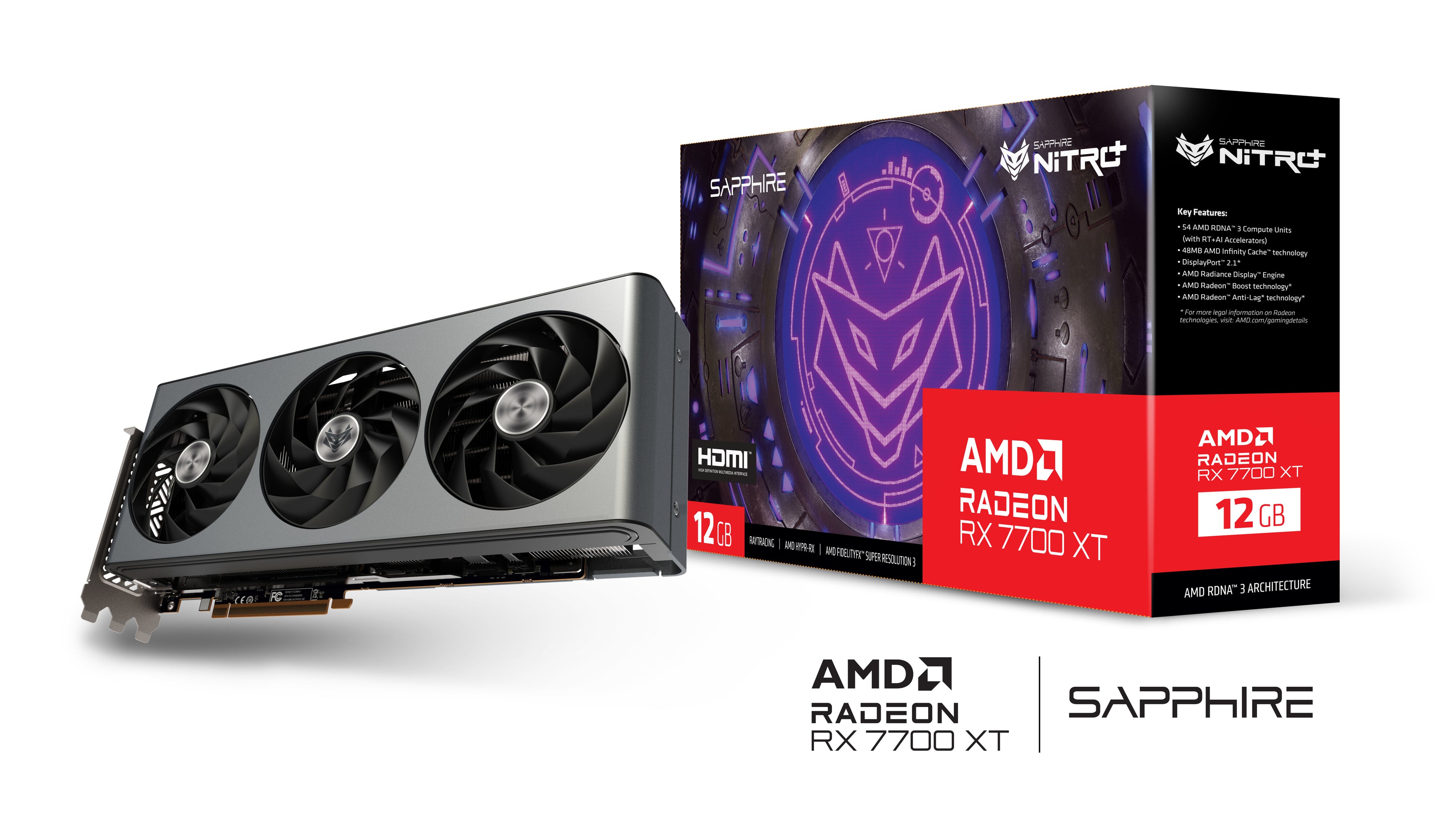 Placa Gráfica Sapphire Radeon RX 7700 XT Nitro+ OC 12GB GDDR6
