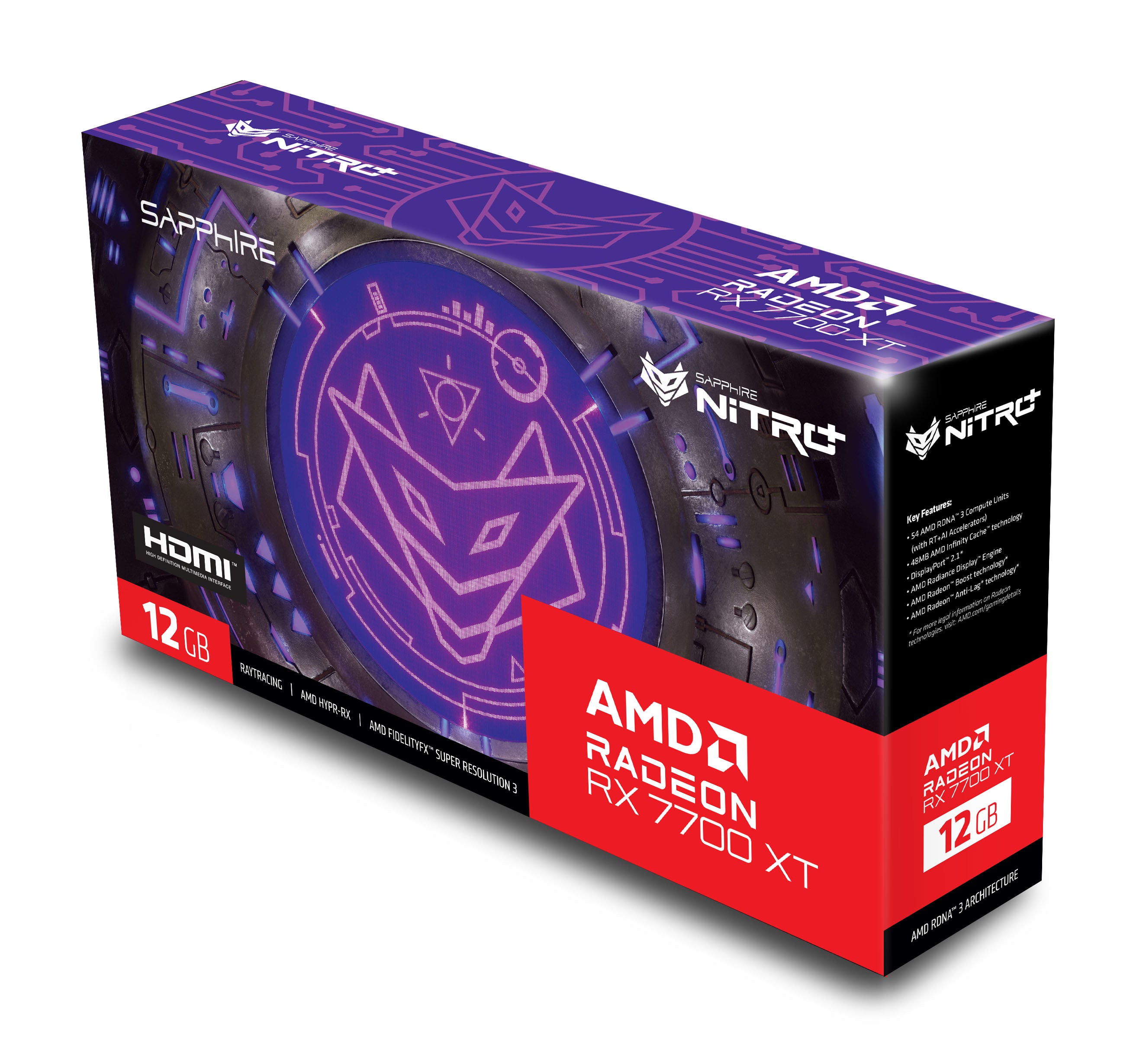 Placa Gráfica Sapphire Radeon RX 7700 XT Nitro+ OC 12GB GDDR6