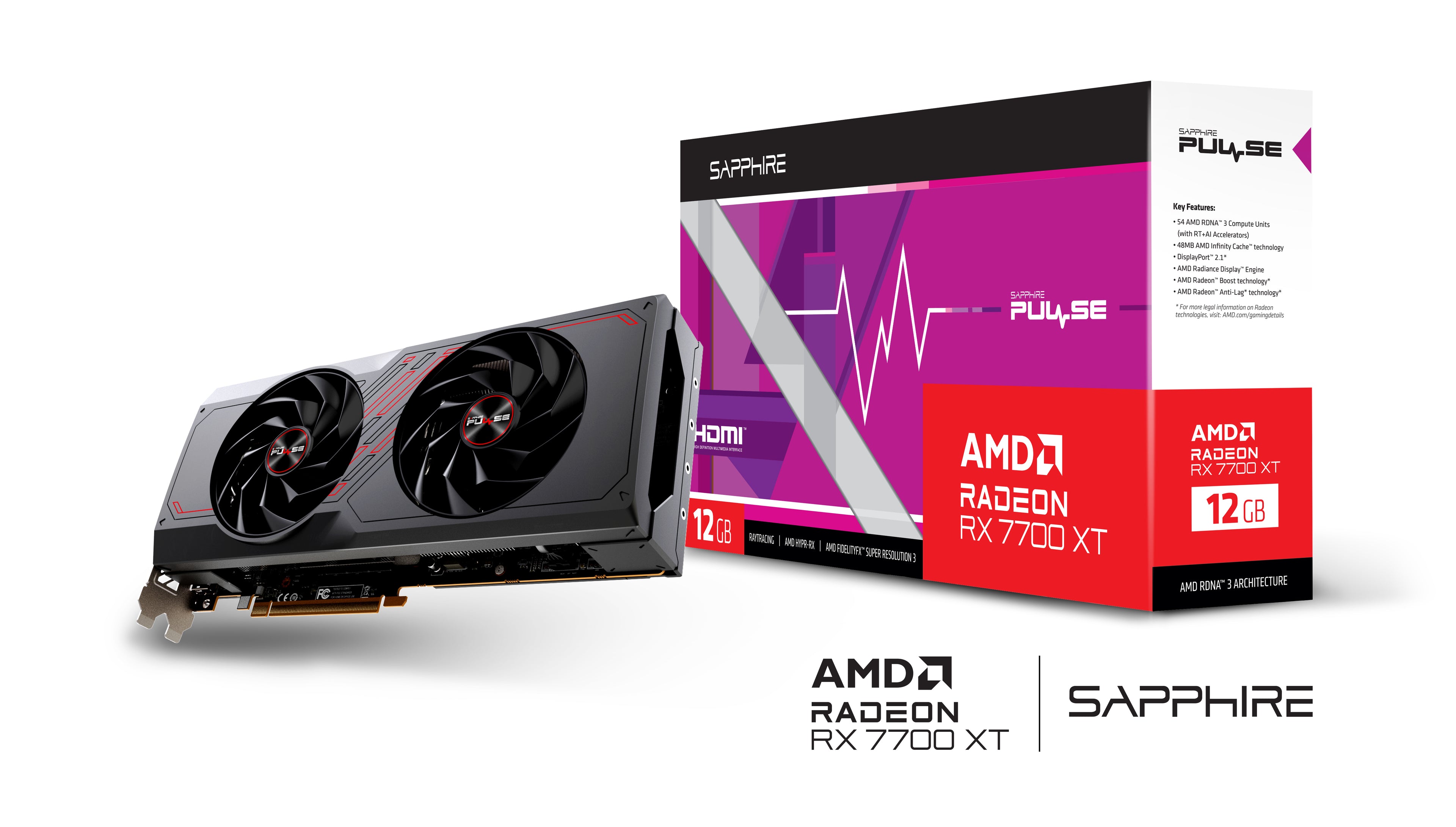 Placa Gráfica Sapphire Radeon RX 7700 XT Pulse 12GB GDDR6
