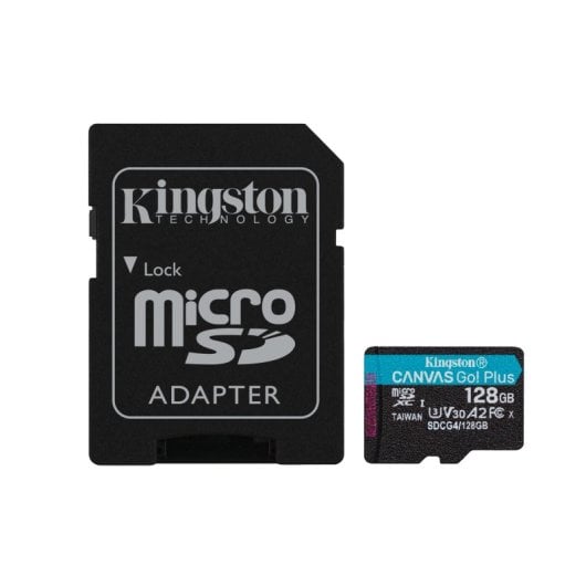Cartão de Memória microSDXC Kingston Canvas Go! Plus Gen4 128GB (200MB/s) UHS-I, U3, V30, A2 + Adaptador SD