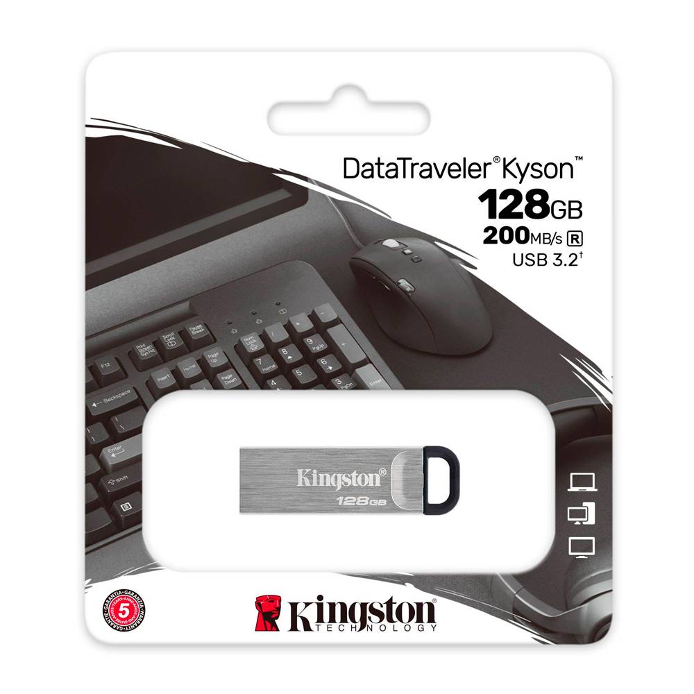 Pen Drive Kingston DataTraveler Kyson 128GB USB 3.2 Preta