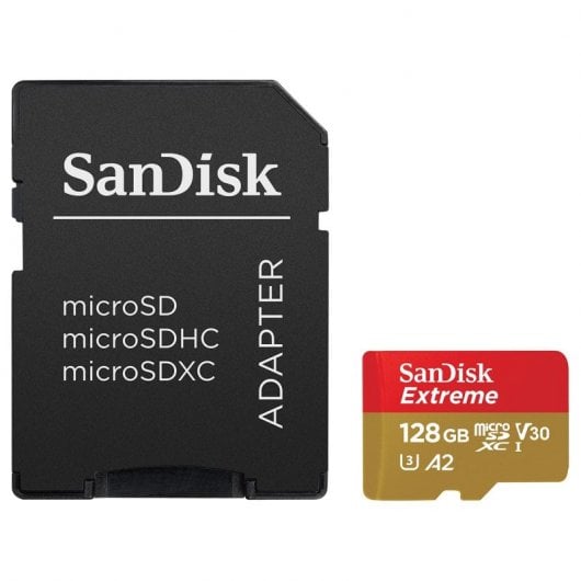 Cartão de Memória microSDXC SanDisk Extreme 128GB (190MB/s) UHS-I, U3, V30, A2 + Adaptador SD