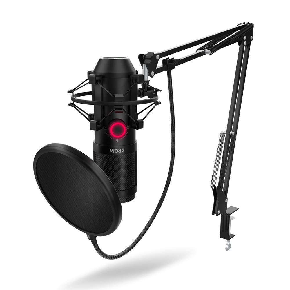 Microfone Condensador Cardióide Krom Kapsule 96Khz 24-bit USB Preto