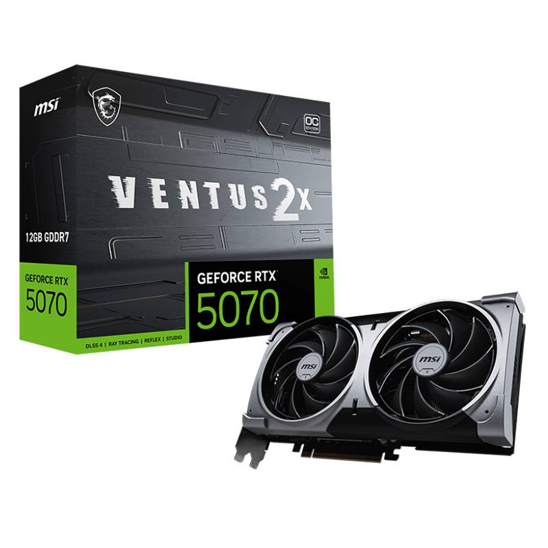 Placa Gráfica MSI NVIDIA GeForce RTX 5070 "Blackwell" Ventus 2X OC 12G GDDR7 DLSS4