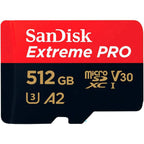 Cartão de Memória microSDXC SanDisk Extreme PRO 512GB (200MB/s) UHS-I, U3, V30, A2 + Adaptador SD