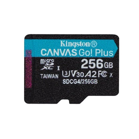 Cartão de Memória microSDXC Kingston Canvas Go! Plus Gen4 256GB (200MB/s) UHS-I, U3, V30, A2 + Adaptador SD