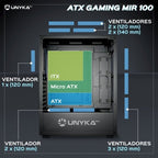 Caixa ATX Unyka Gaming MIR100 ARGB Vidro Temperado Preta
