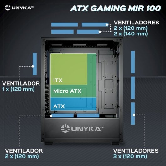 Caixa ATX Unyka Gaming MIR100 ARGB Vidro Temperado Preta