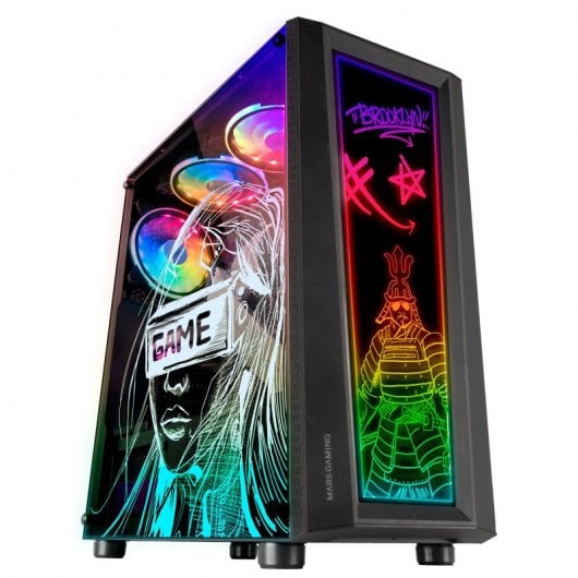 Caixa MARS GAMING MCART ARGB Tempered Glass Preto