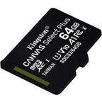 Cartão de Memória microSDXC Kingston Canvas Select Plus 64GB (100MB/s) UHS-I, U1, V10, A1 + Adaptador SD