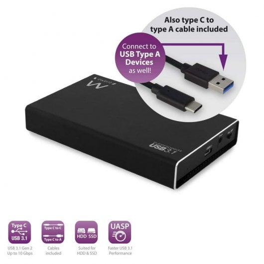 Caixa HDD/SSD Ewent 2.5" SATA USB 3.1 Gen 2 Type C + Type A