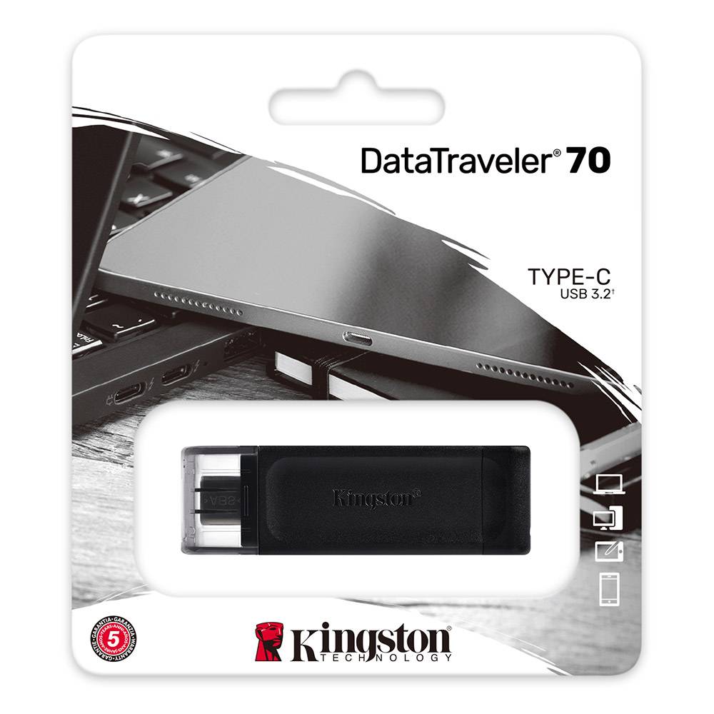 Pen Drive Kingston DataTraveler 70 256GB USB 3.2 Gen1 Preta