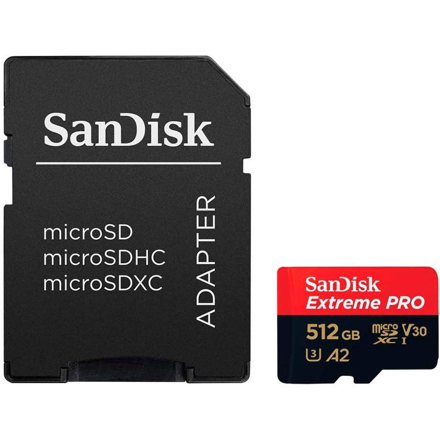 Cartão de Memória microSDXC SanDisk Extreme PRO 512GB (200MB/s) UHS-I, U3, V30, A2 + Adaptador SD