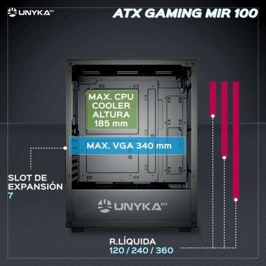 Caixa ATX Unyka Gaming MIR100 ARGB Vidro Temperado Preta