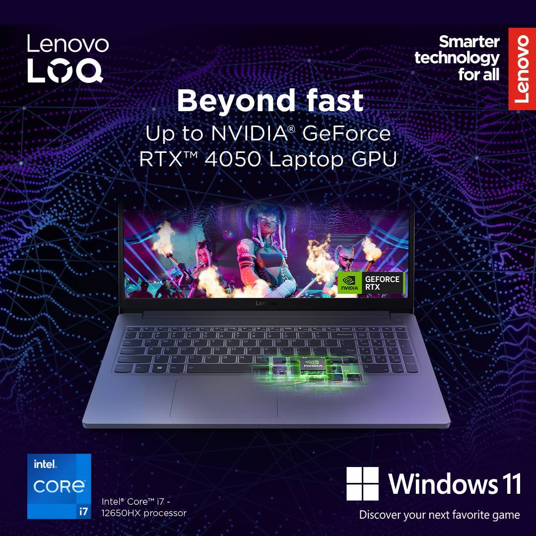 Portátil Lenovo LOQ 15IAX9E-091 15.6" i7-12650HX 16GB DDR5 1TB RTX 4050 144Hz W1