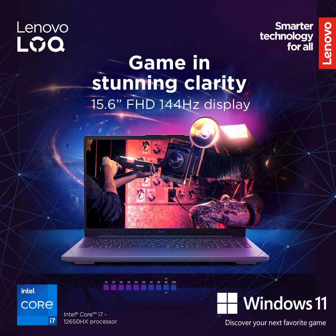 Portátil Lenovo LOQ 15IAX9E-091 15.6" i7-12650HX 16GB DDR5 1TB RTX 4050 144Hz W1