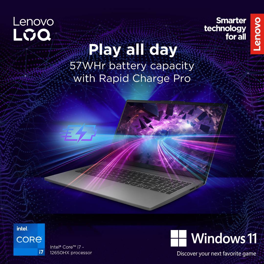 Portátil Lenovo LOQ 15IAX9E-091 15.6" i7-12650HX 16GB DDR5 1TB RTX 4050 144Hz W1