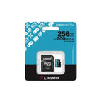Cartão de Memória microSDXC Kingston Canvas Go! Plus Gen4 256GB (200MB/s) UHS-I, U3, V30, A2 + Adaptador SD