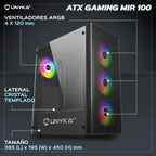 Caixa ATX Unyka Gaming MIR100 ARGB Vidro Temperado Preta