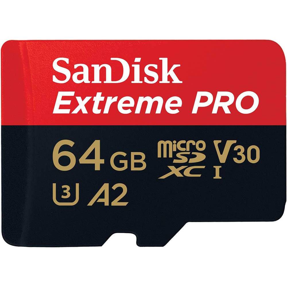 Cartão de Memória microSDXC SanDisk Extreme PRO 64GB (200MB/s) UHS-I, U3, V30, A2 + Adaptador SD