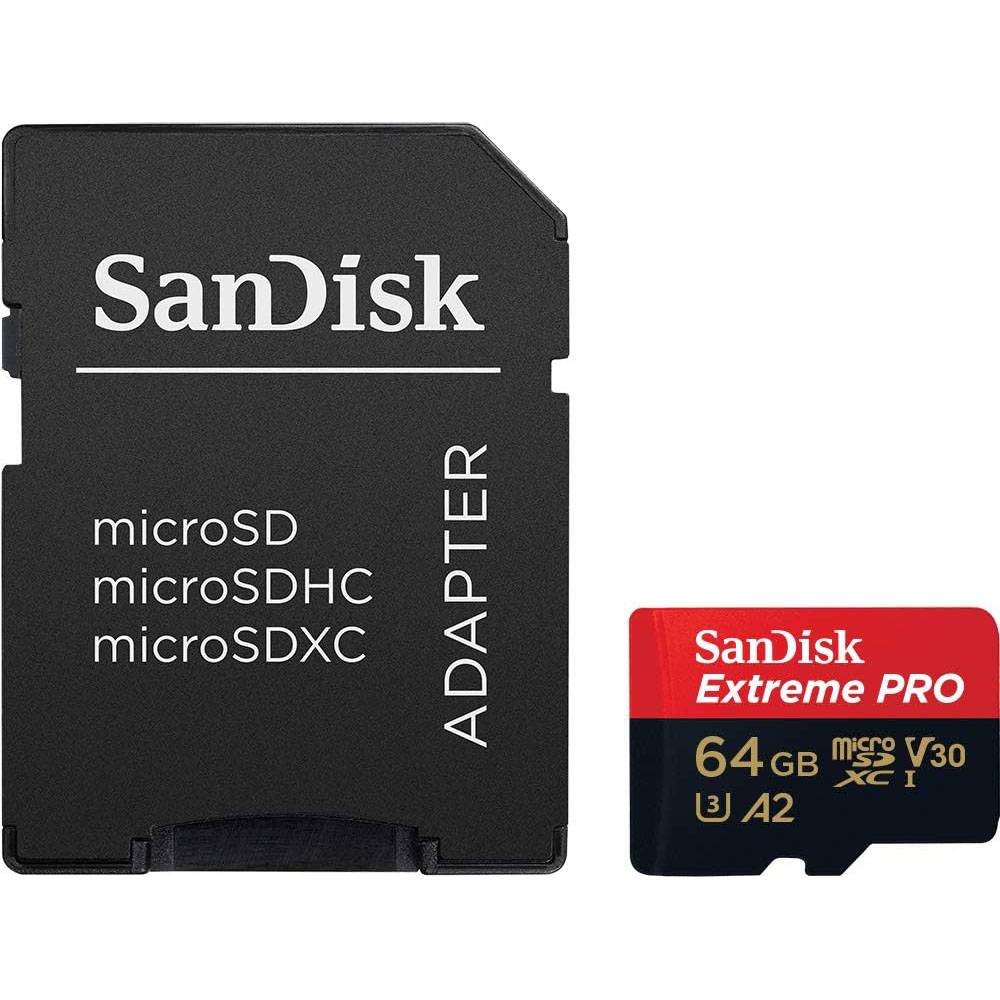 Cartão de Memória microSDXC SanDisk Extreme PRO 64GB (200MB/s) UHS-I, U3, V30, A2 + Adaptador SD