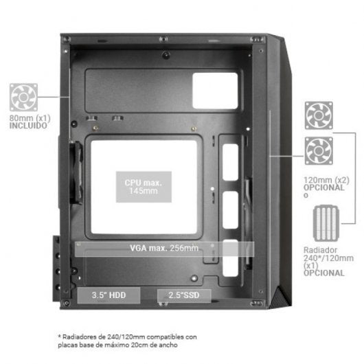 Caixa de PC MARS GAMING Micro-ATX Ultra-Compacta MCS1 (Preto)