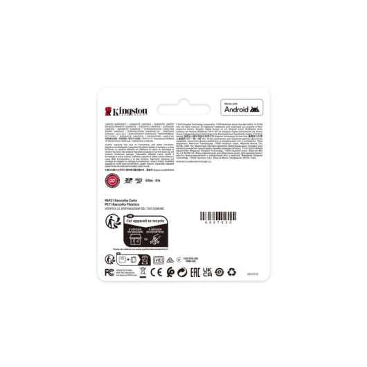 Cartão de Memória microSDXC Kingston Canvas Select Plus Gen3 64GB (100MB/s) UHS-I, U1, V10, A1 + Adaptador SD
