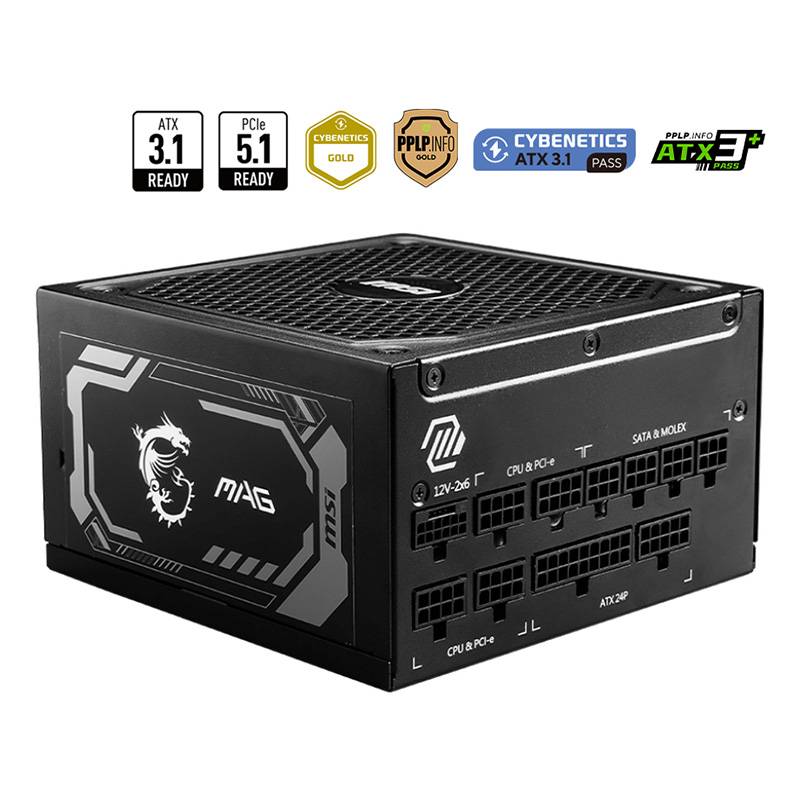 Fonte de Alimentação ATX MSI MAG A1000GL PCIE5 1000W ATX 3.1/PCIe 5.1 80 Plus Gold Full Modular