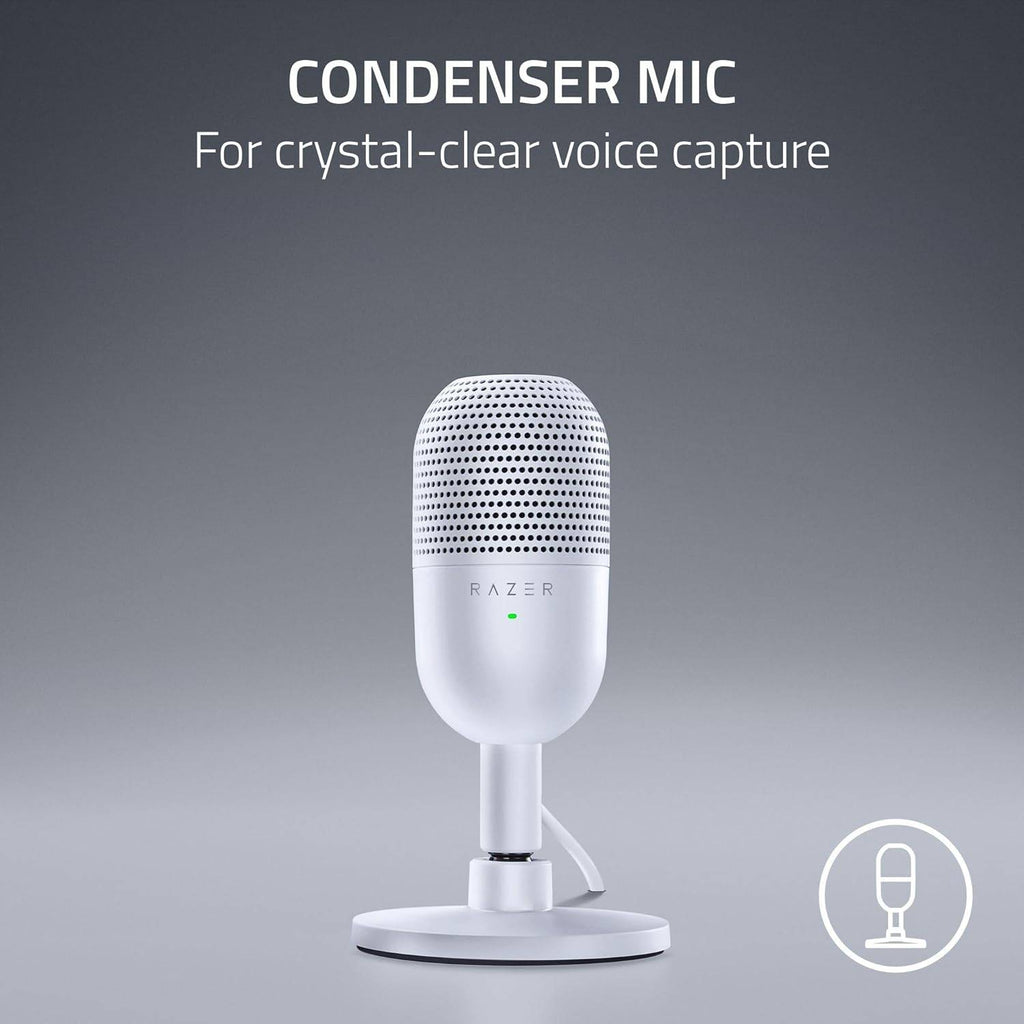 Microfone Condensador Supercardióide Razer Seiren V3 Mini Ultra-Compact 96Khz 24-bit USB Branco