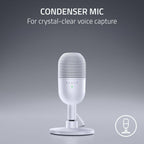 Microfone Condensador Supercardióide Razer Seiren V3 Mini Ultra-Compact 96Khz 24-bit USB Branco