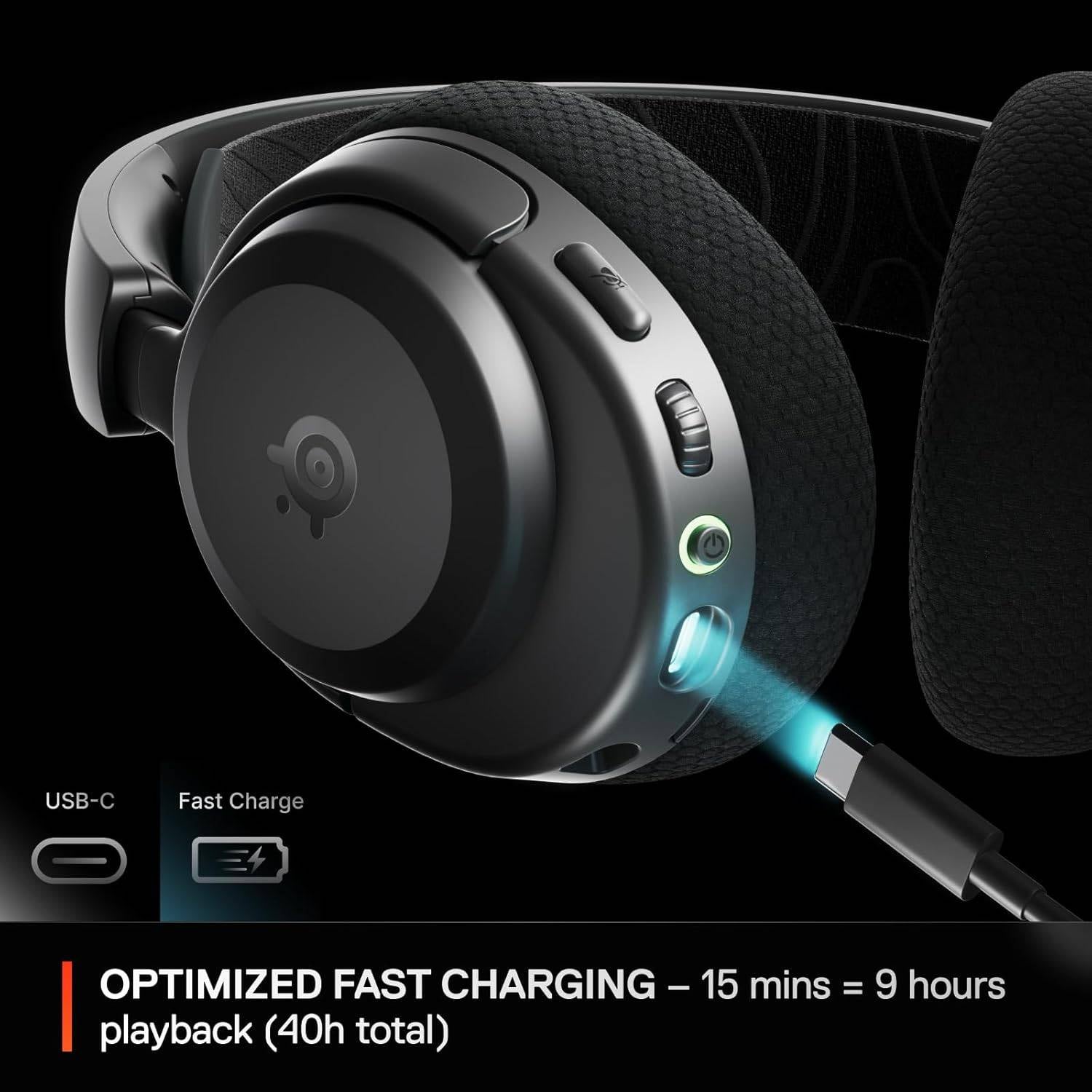 Headset Steelseries Arctis Nova 3P Wireless Multi-Platform Gaming 2.4GHz/Bluetooth for Playstation/PC/Switch/Mobile Preto
