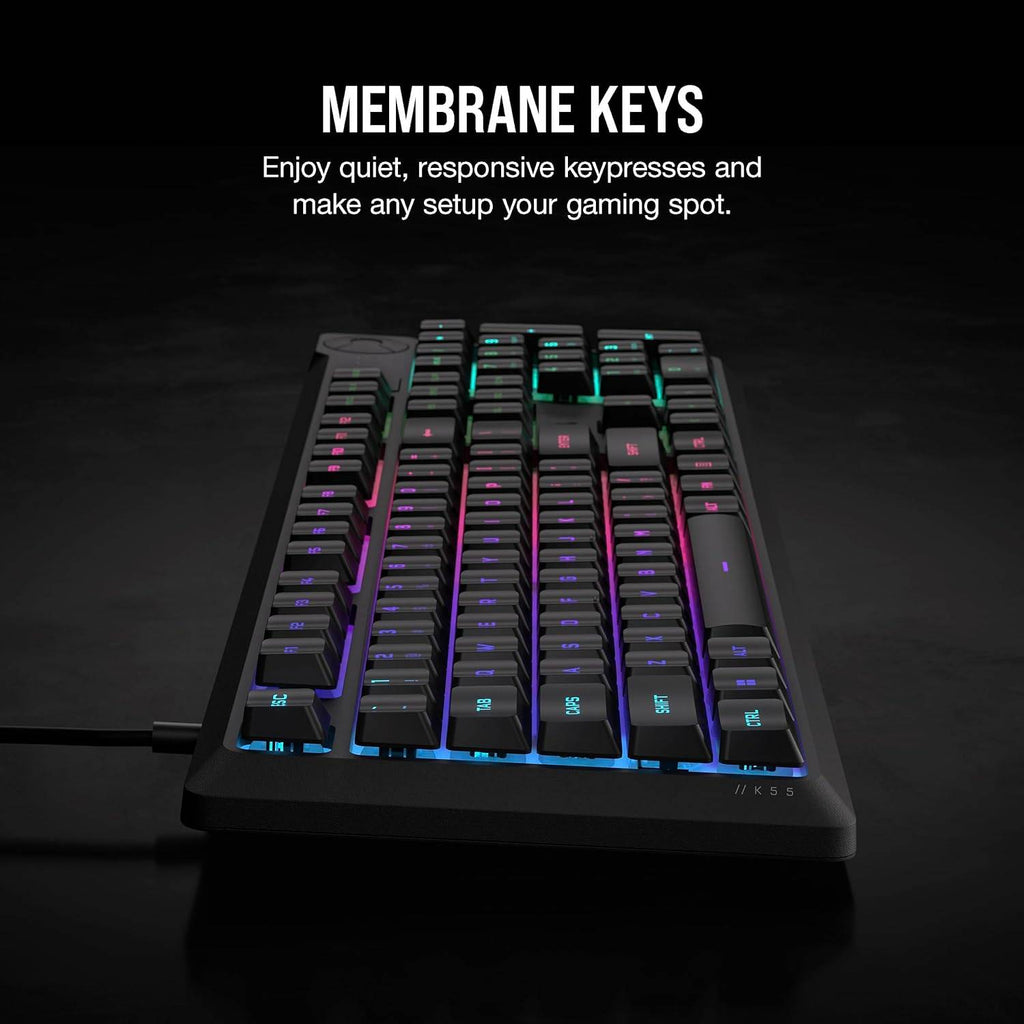 Teclado Corsair K55 Core RGB Gaming Rubber Dome PT