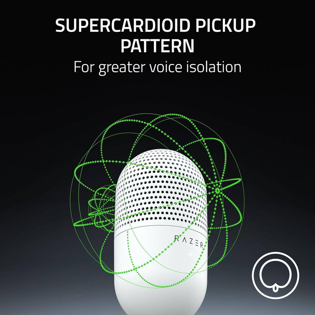 Microfone Condensador Supercardióide Razer Seiren V3 Mini Ultra-Compact 96Khz 24-bit USB Branco