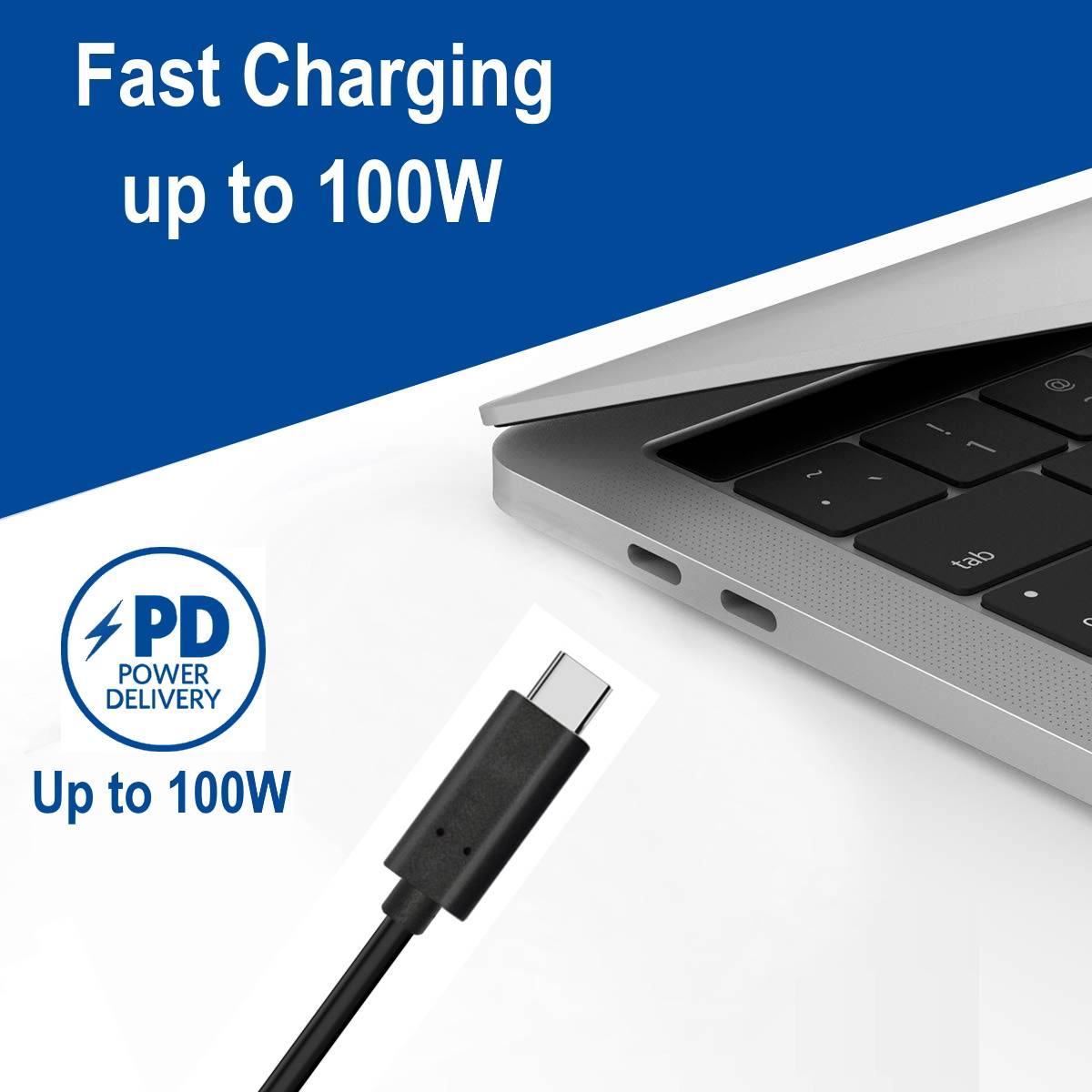 Cabo USB-C Ewent EC1046 PD100W 20Gbps 4K 1m Preto