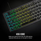 Teclado Corsair K55 Core RGB Gaming Rubber Dome PT