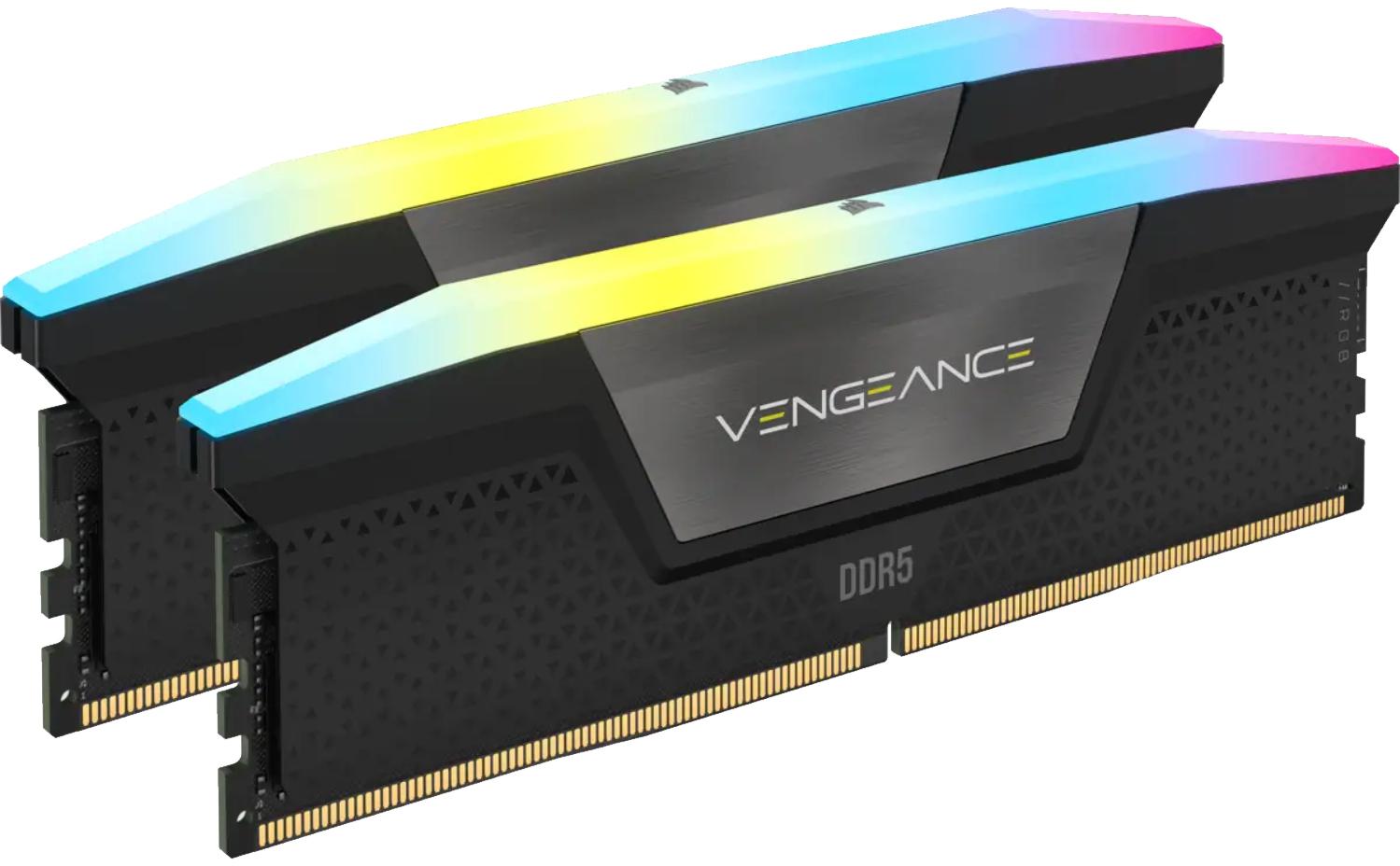 Memória RAM UDIMM Corsair Vengeance RGB 32GB (2x16GB) DDR5-6000MHz (Intel XMP) CL36 (36-44-44-96) 1.35V Preta