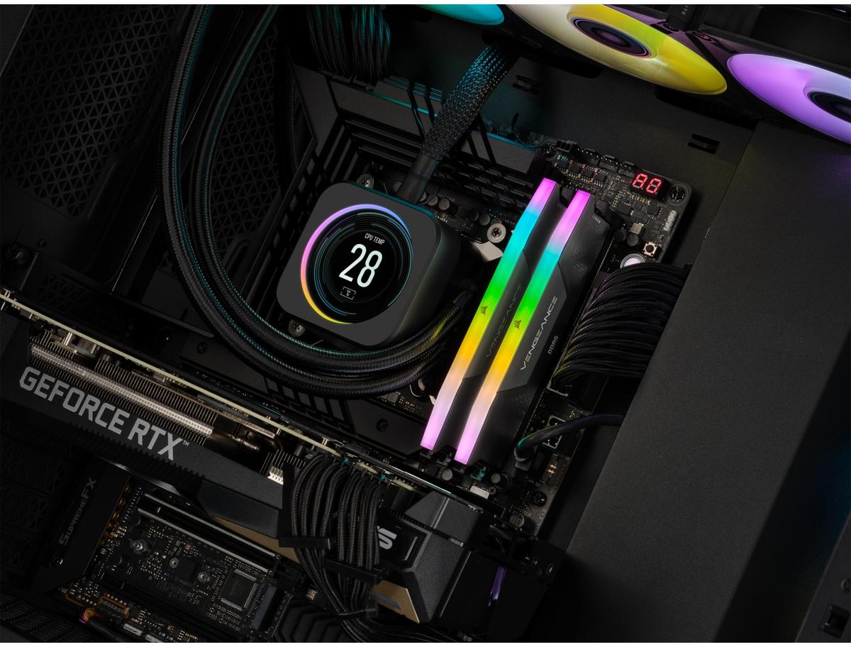 Memória RAM UDIMM Corsair Vengeance RGB 32GB (2x16GB) DDR5-6000MHz (Intel XMP) CL36 (36-44-44-96) 1.35V Preta