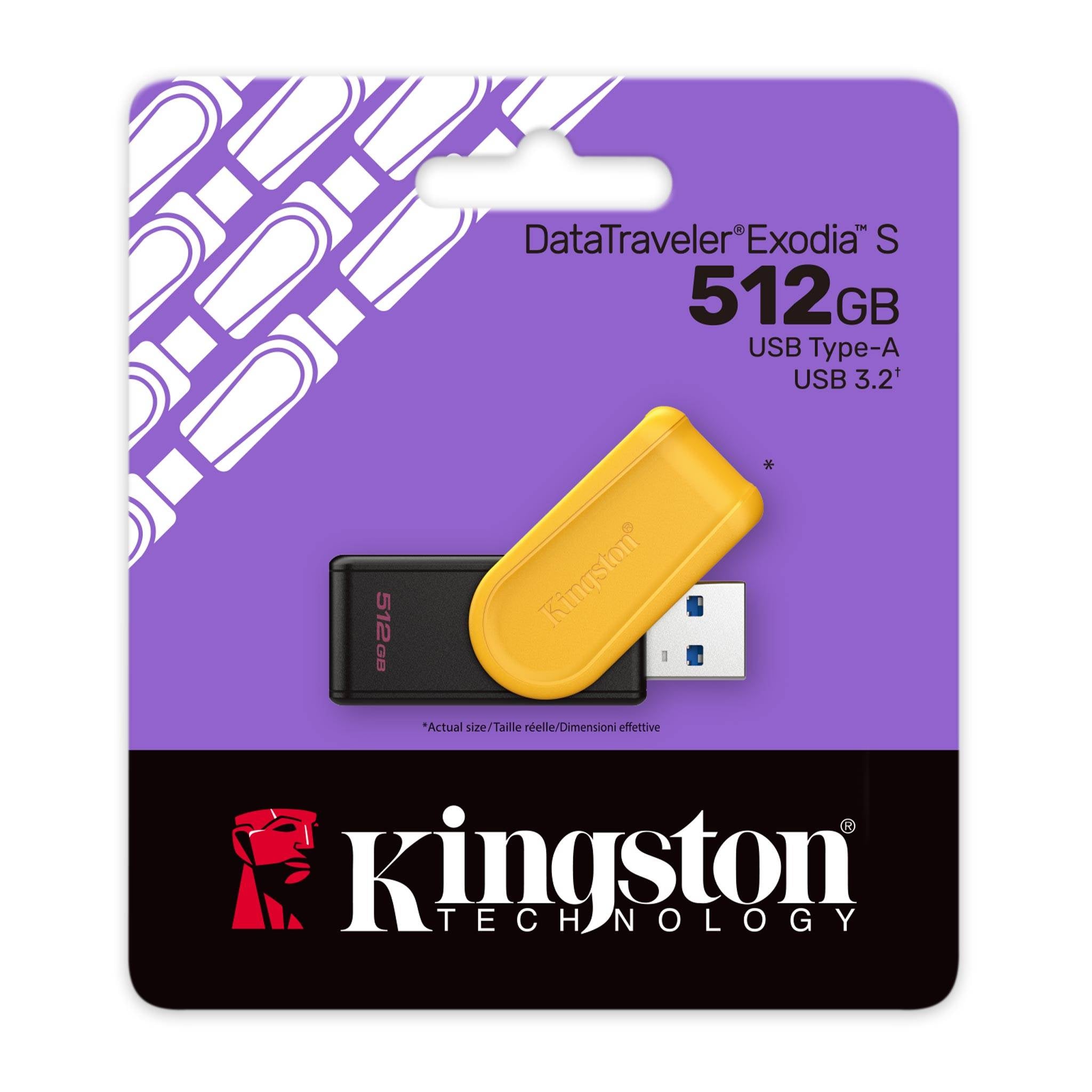 Pen Drive Kingston DataTraveler Exodia S 512GB USB 3.2 Gen1 Preta/Amarela