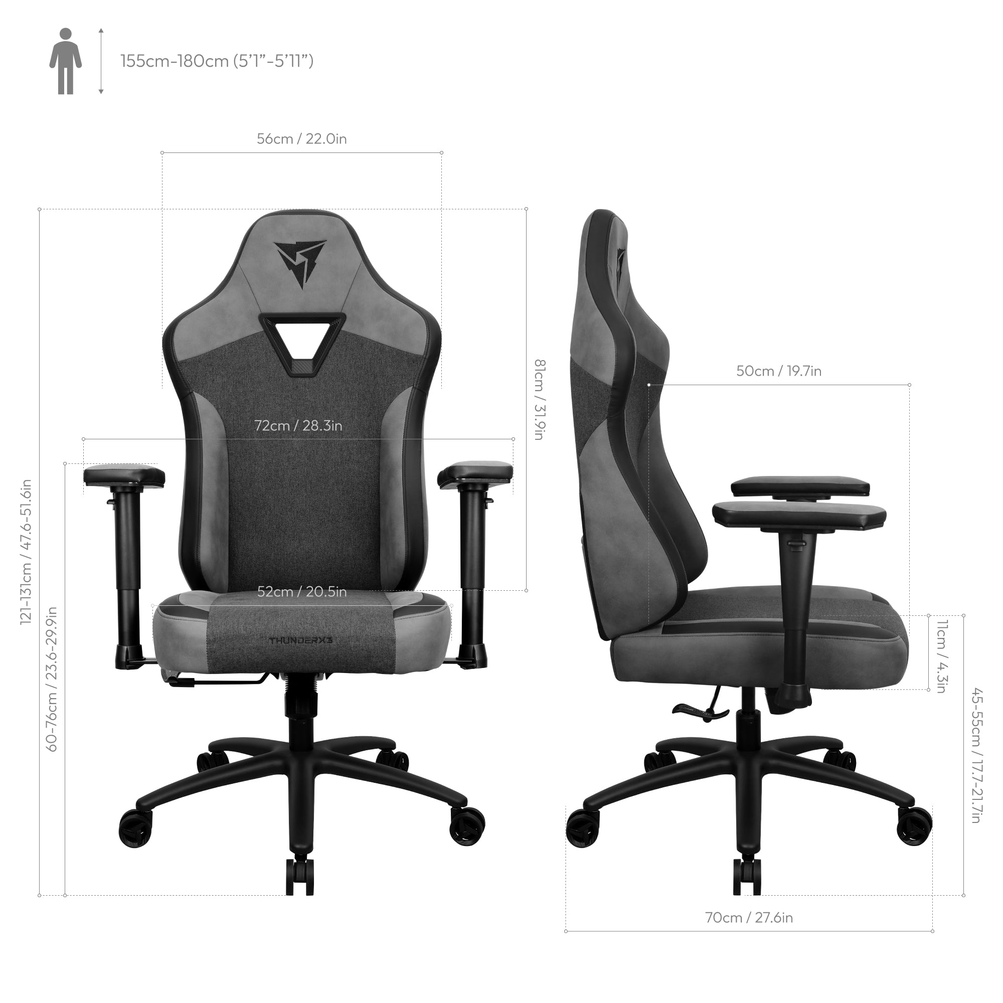 Cadeira Gaming ThunderX3 EAZE - Loft Black