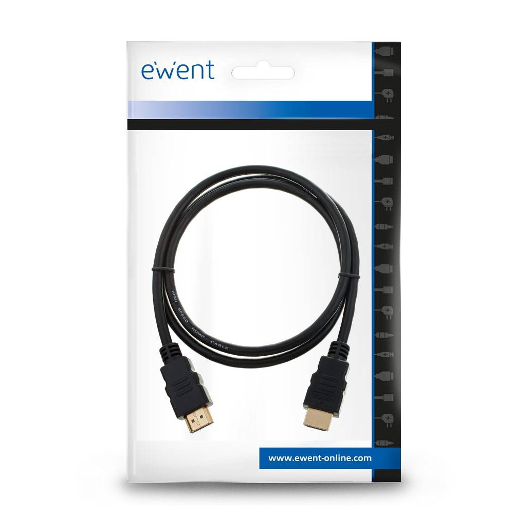 Cabo HDMI 2.1 Ewent EC1325 Ultra High Speed c/ Ethernet 8K HDR 10m Preto
