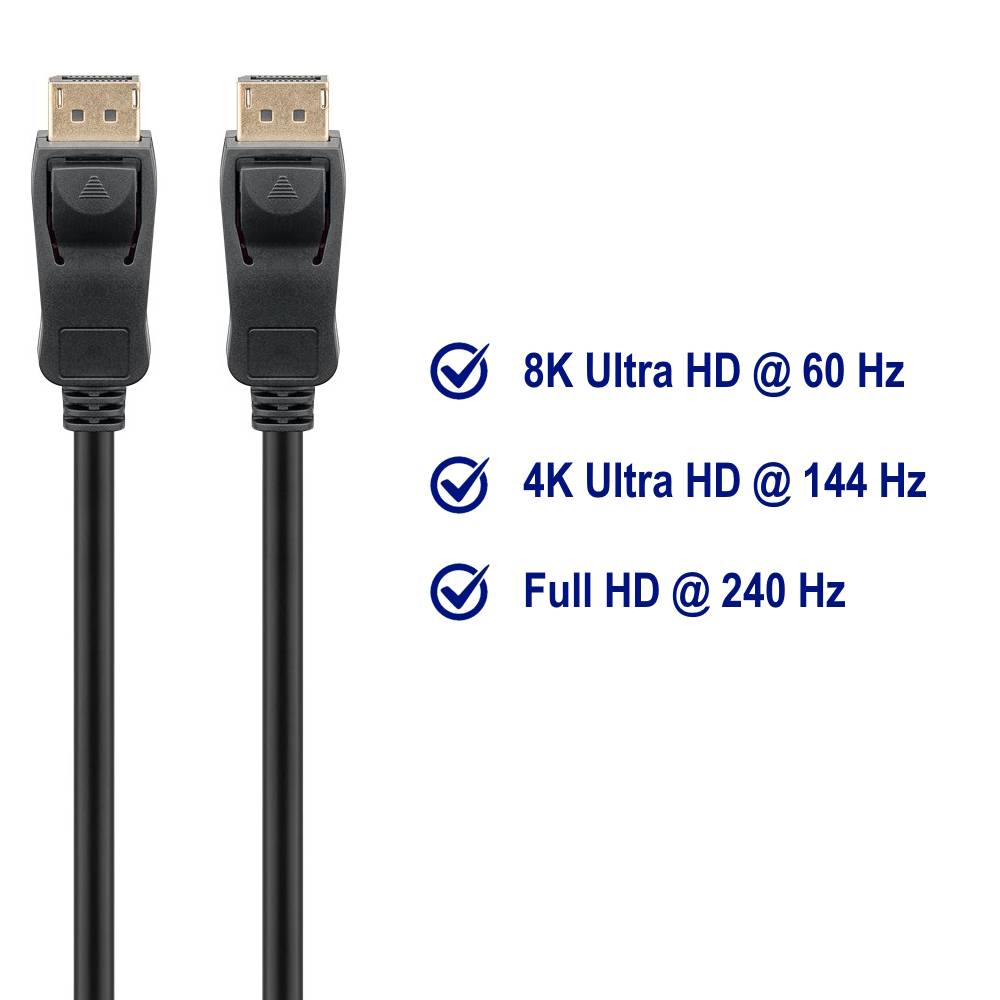 Cabo DisplayPort 2.0 Ewent EC1416 8K 60Hz 40Gb/s 2m Preto