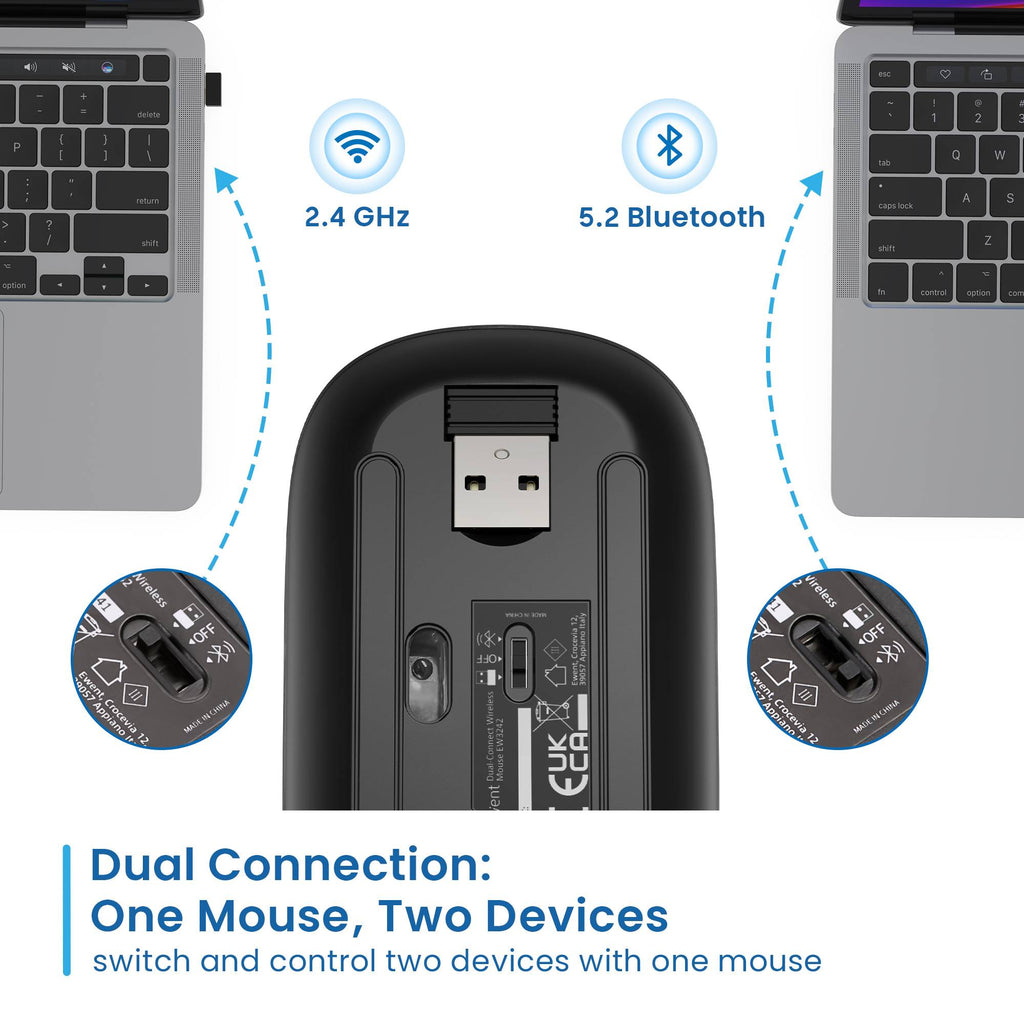 Rato Óptico Ewent EW3242 Dual Connection Bluetooth/2.4Ghz Wireless RGB 1600DPI Preto