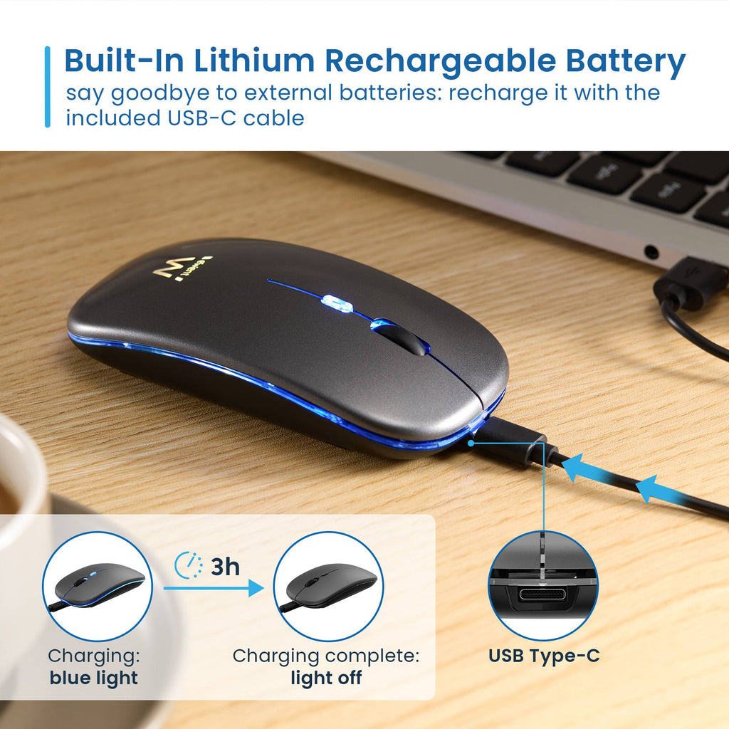 Rato Óptico Ewent EW3242 Dual Connection Bluetooth/2.4Ghz Wireless RGB 1600DPI Preto