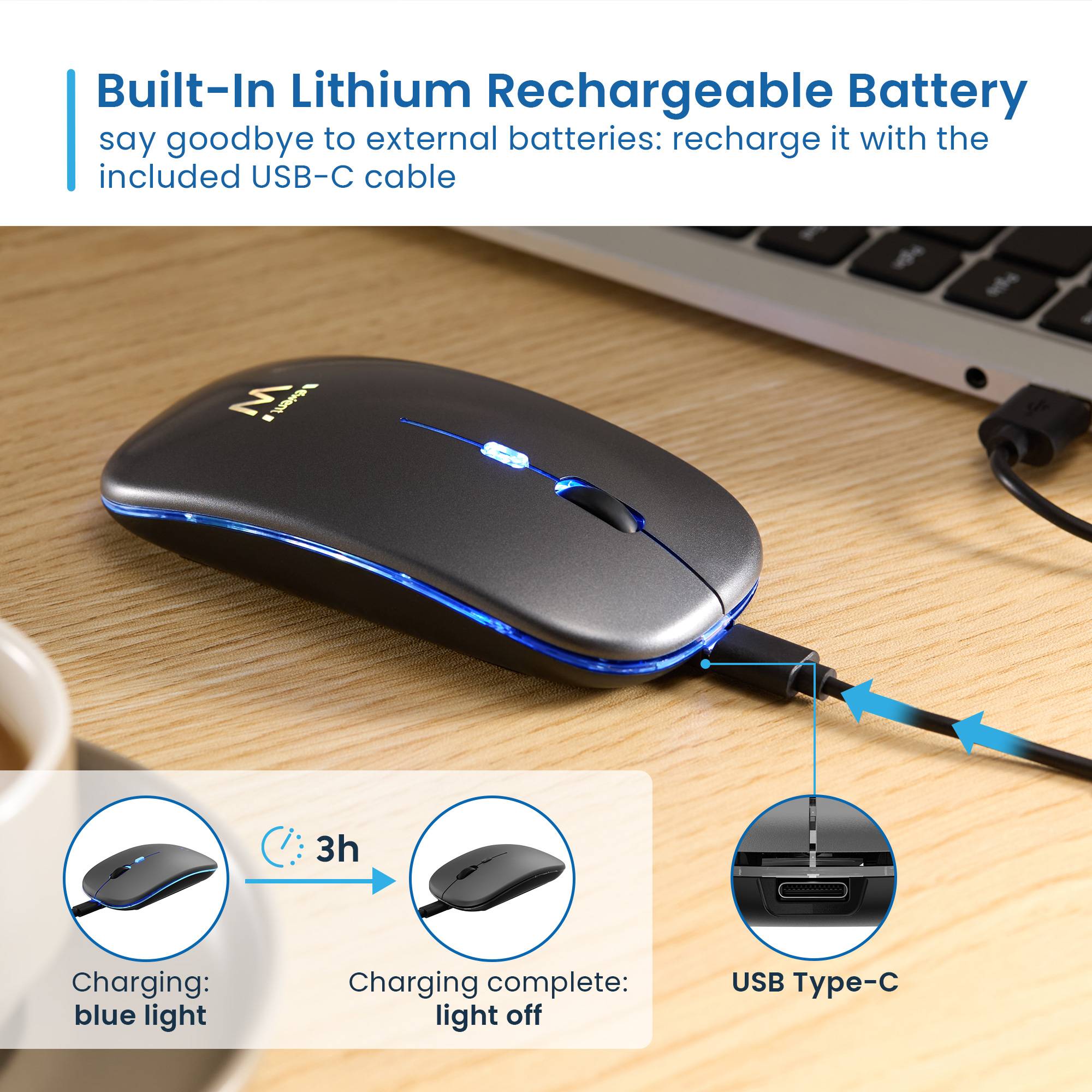 Rato Óptico Ewent EW3242 Dual Connection Bluetooth/2.4Ghz Wireless RGB 1600DPI Preto