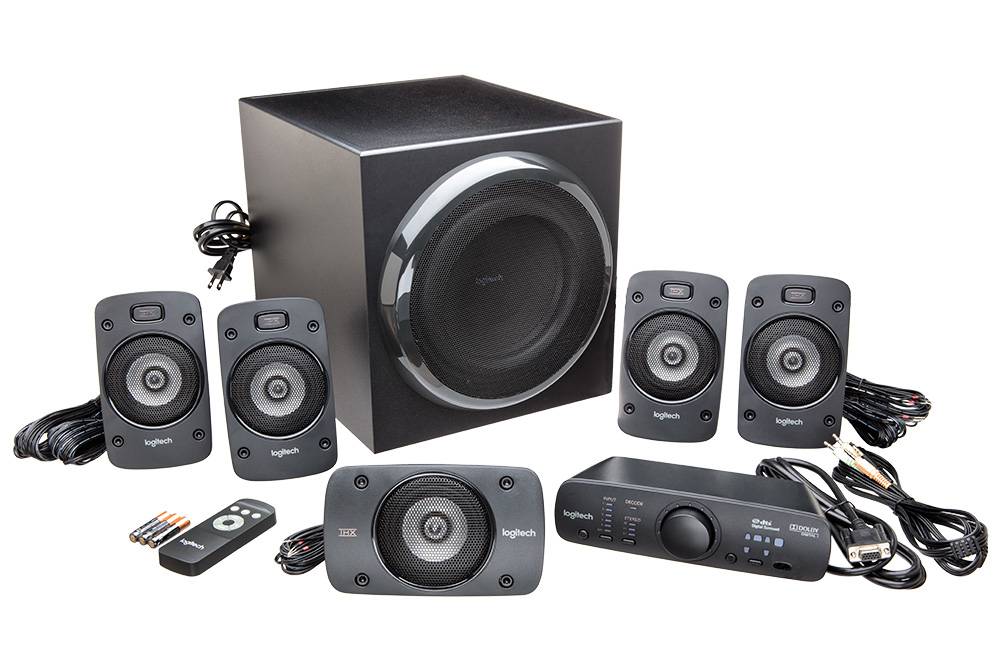Colunas Logitech Z906 THX Surround Sound 5.1 1000W Peak / 500W RMS Pretas